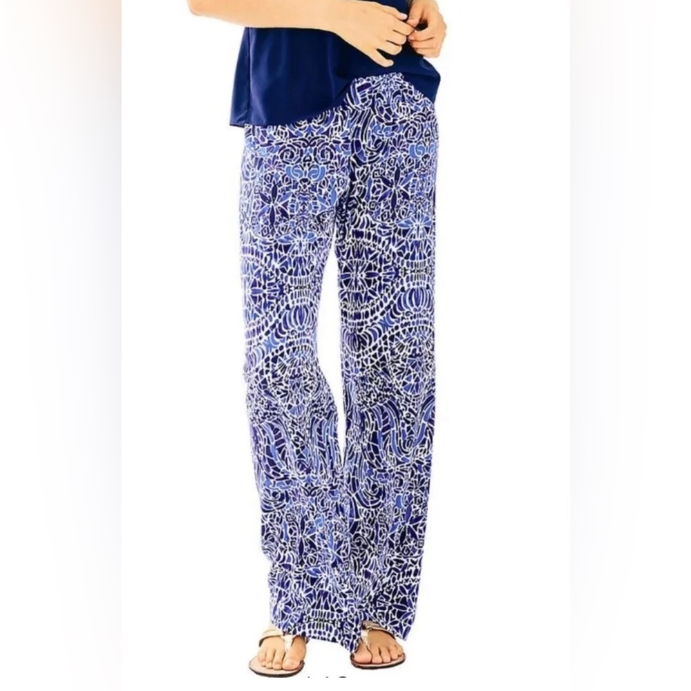 Lilly pulitzer bal harbour palazzo bright navy taverna tile allover size small